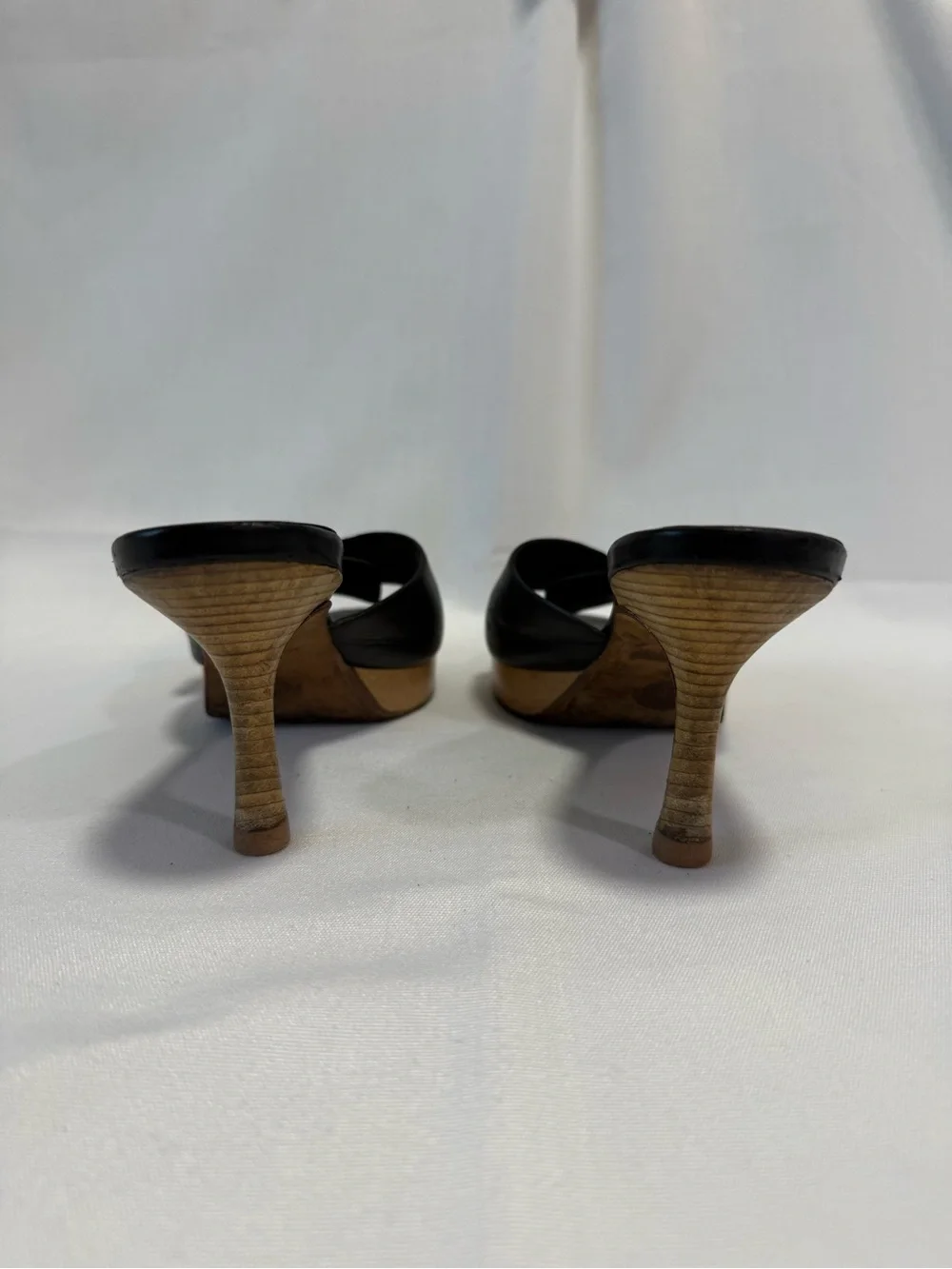 CHANEL Black Leather Slide Mules with Gold CC Accent